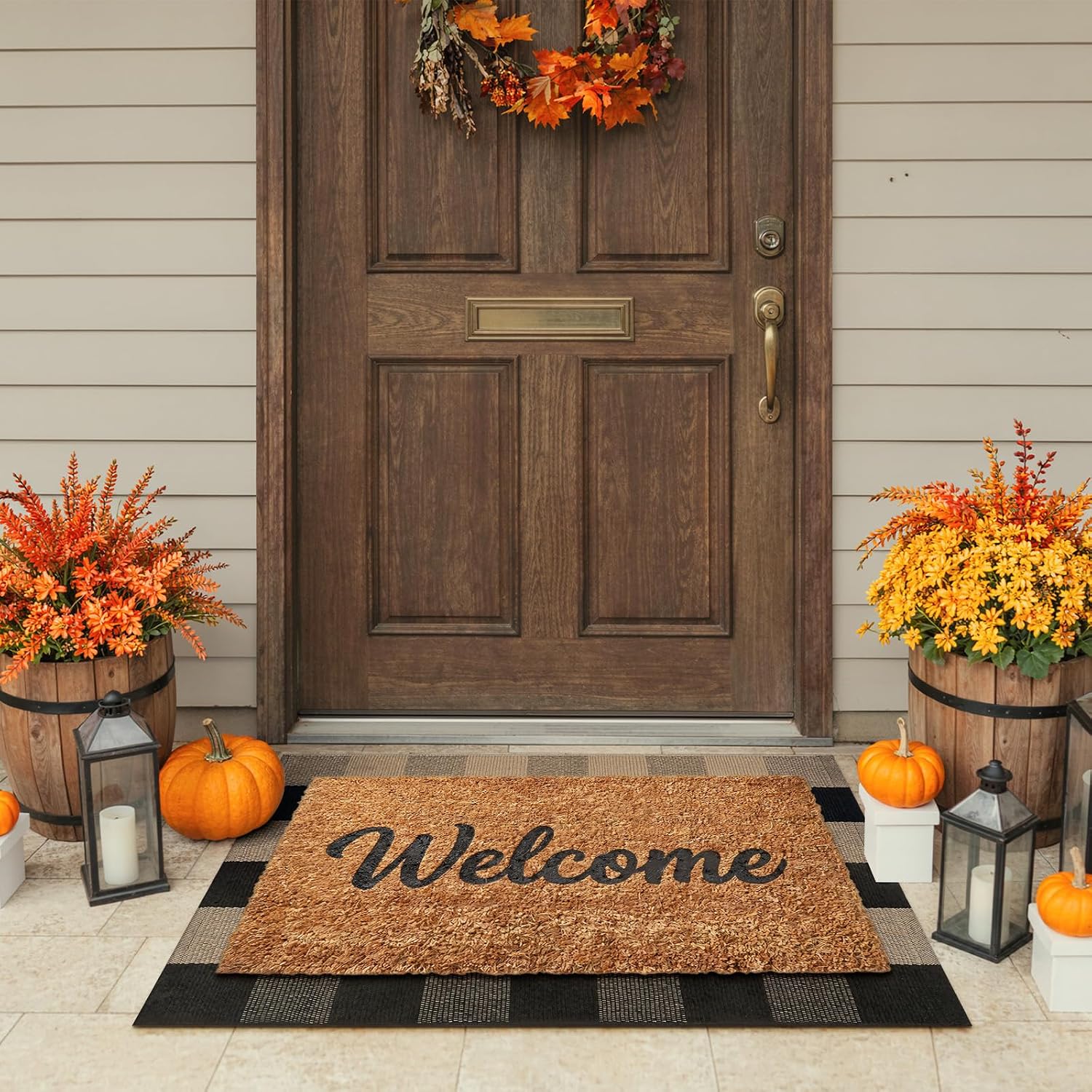 KIMODE Front Door Mat Outside Entrance Fall Front Porch Rug Welcome Decor