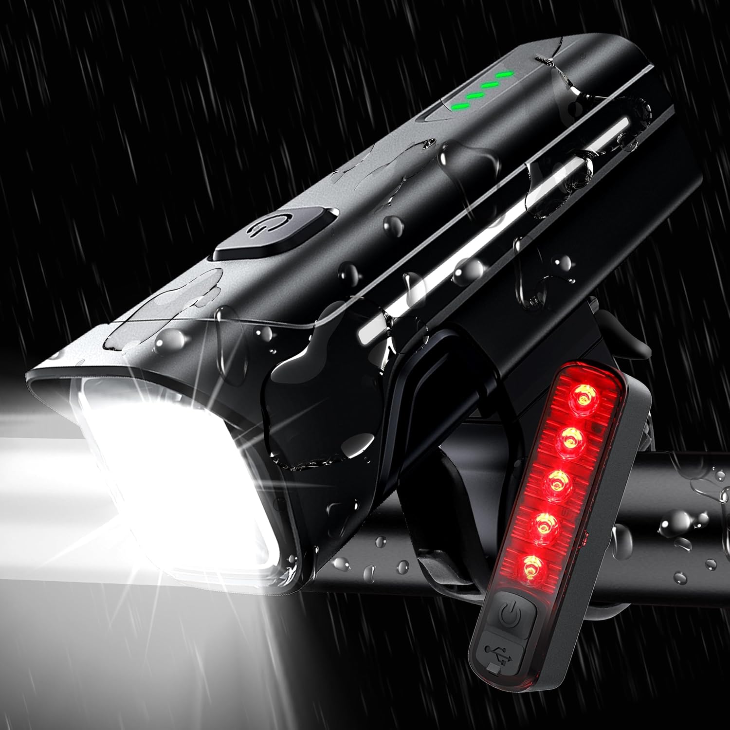 G2FS LITH- Bcycle Front and Rear Light Set. USB-Rechargeable Bike Lights Feature 4+5 Lighting Modes for Night Riding，Suitable for Night Riding& Handheld Flashlights
