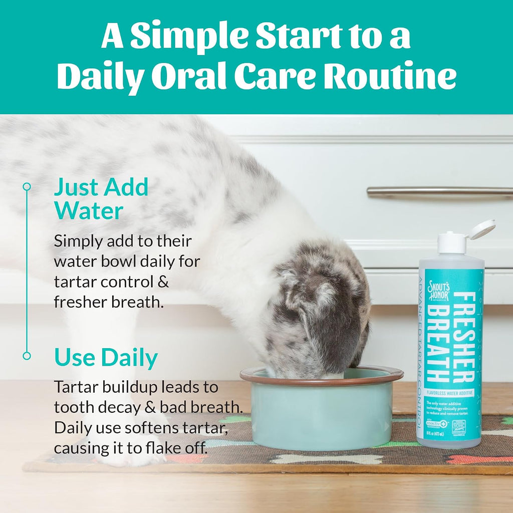 SKOUT'S HONOR Fresher Breath Water Additive for Dogs and Cats, 16 oz