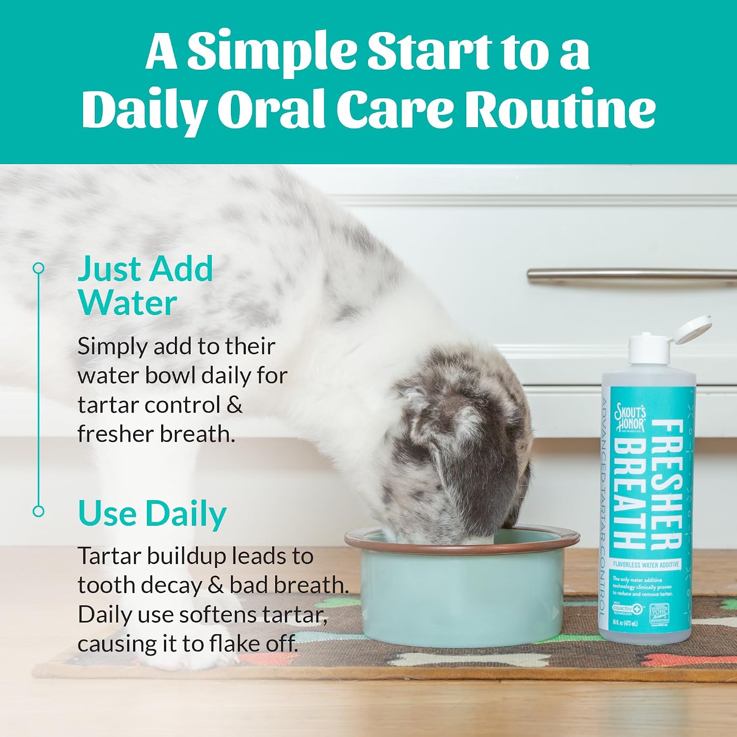 SKOUT'S HONOR Fresher Breath Water Additive for Dogs and Cats, 16 oz