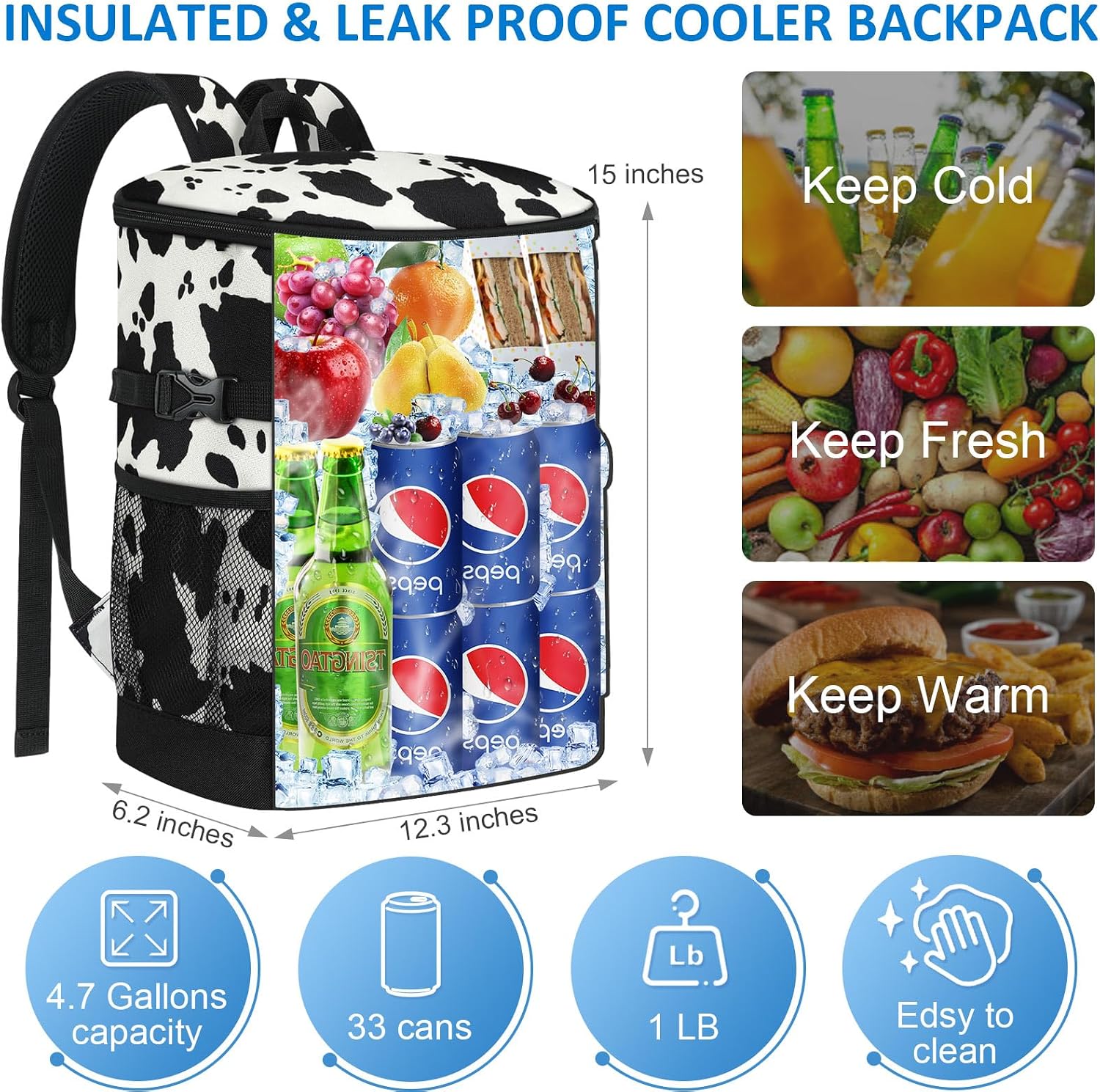 Tenot Cooler Backpack 33/40 Cans Soft Insulated Backpack Coolers