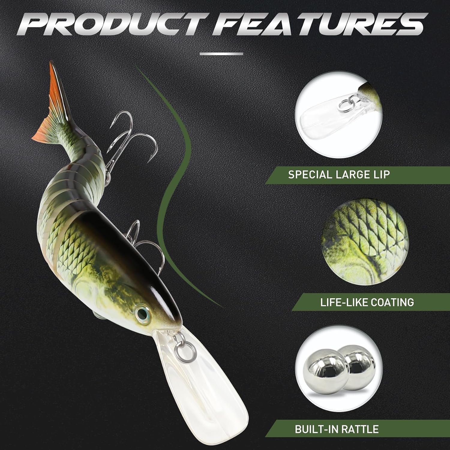 GOTOUR Jointed Swimbaits, Easy Catch Fishing Lures for Bass Trout Crappie