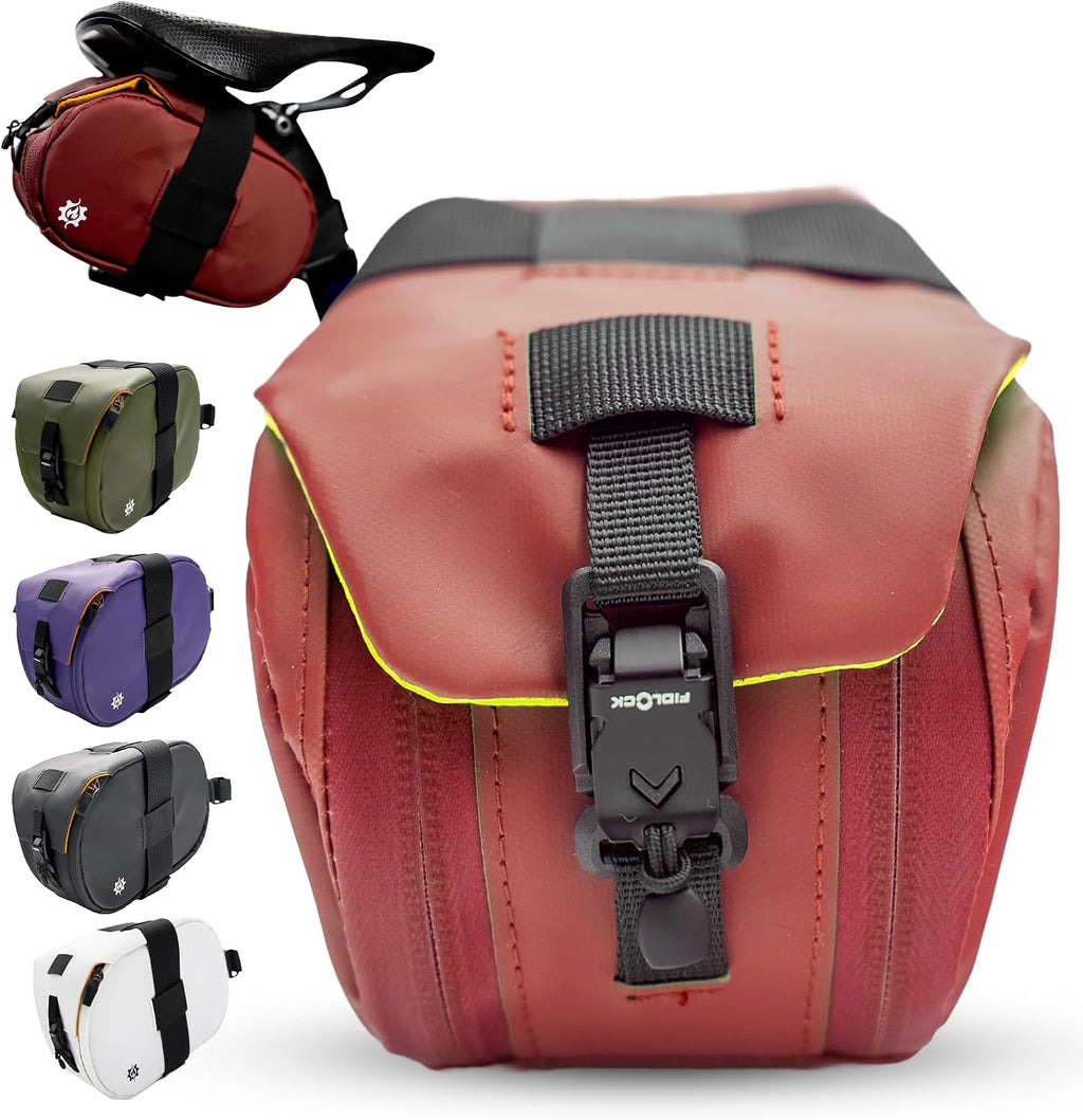 Lumiere & Co. Maximus Magnetic Bike Seat Bag – Quick-Attach Saddle Bag with AquaGuard Zippers, Secure Under-Seat Storage for Cycling Gear & Accessories (Black, Small)