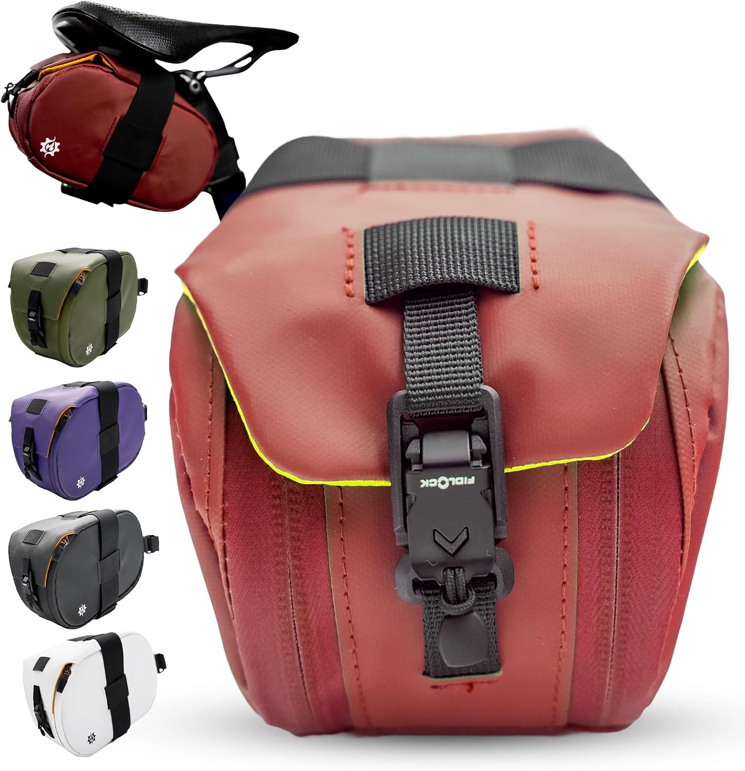 Lumiere & Co. Maximus Magnetic Bike Seat Bag – Quick-Attach Saddle Bag with AquaGuard Zippers, Secure Under-Seat Storage for Cycling Gear & Accessories (Black, Small)