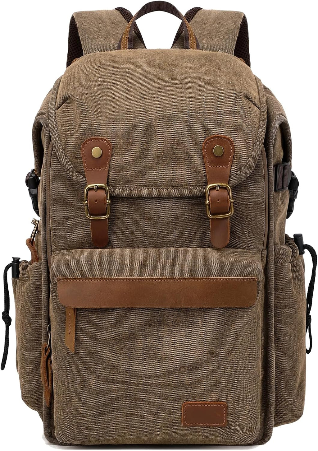 Vintage Canvas Camera Backpack (Coffee Brown) for DSLR/Mirrorless & Drone, Waterproof Photography Bag with 16" Laptop Compartment, Large Capacity Travel Camera Bag for Photographers