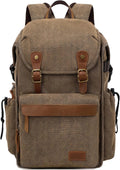 Vintage Canvas Camera Backpack (Coffee Brown) for DSLR/Mirrorless & Drone, Waterproof Photography Bag with 16" Laptop Compartment, Large Capacity Travel Camera Bag for Photographers