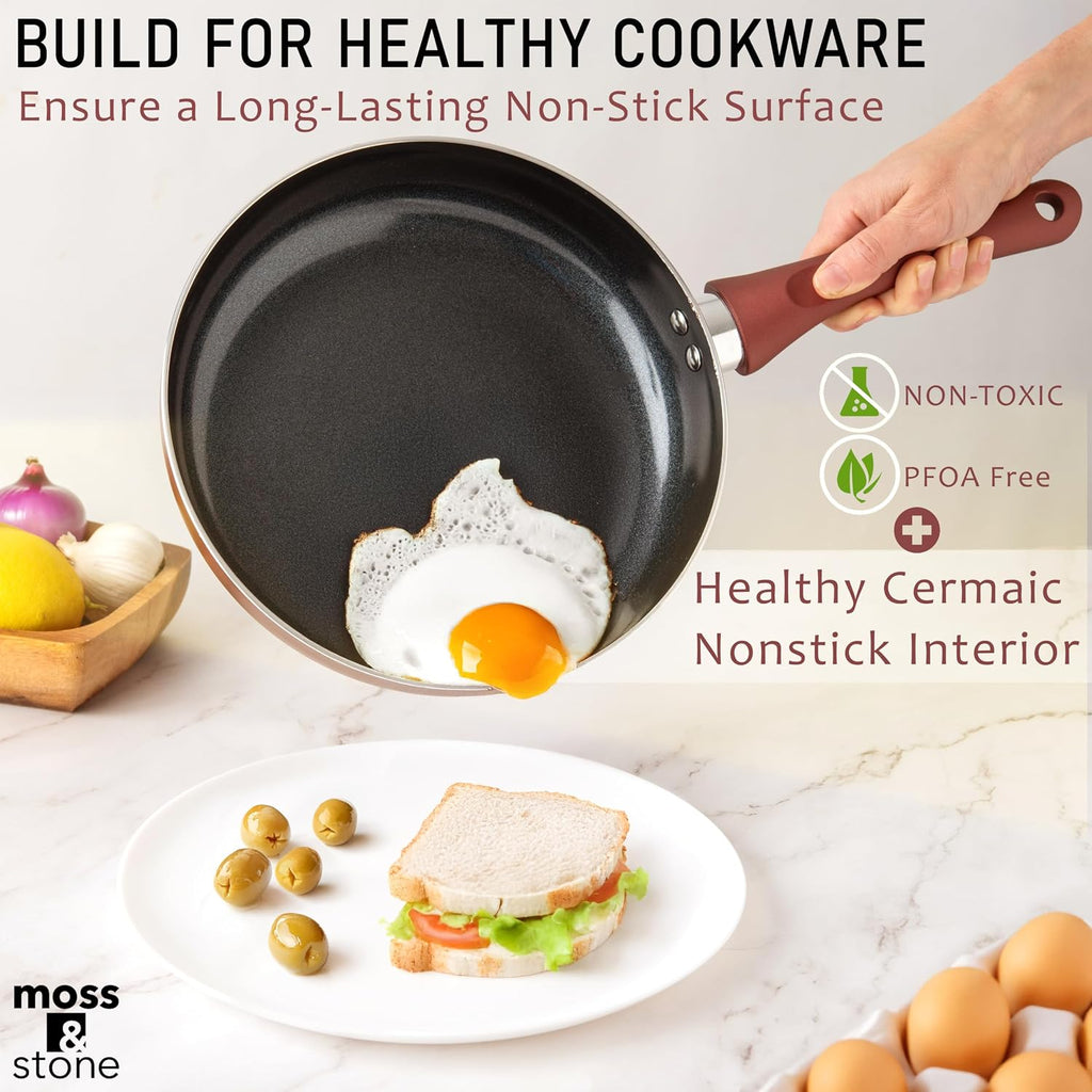Moss & Stone Pots and Pans Set Nonstick, 6-Piece Induction Cookware Set
