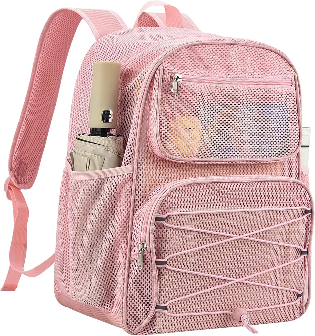 Paxiland Mesh Backpack Heavy Duty, 27L Large See Through Mesh Beach Bag