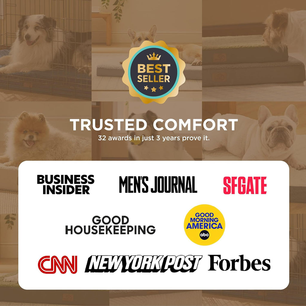 Bedsure Washable Dog Beds Large Sized Dog with Comfy Sherpa, 36x27in Grey