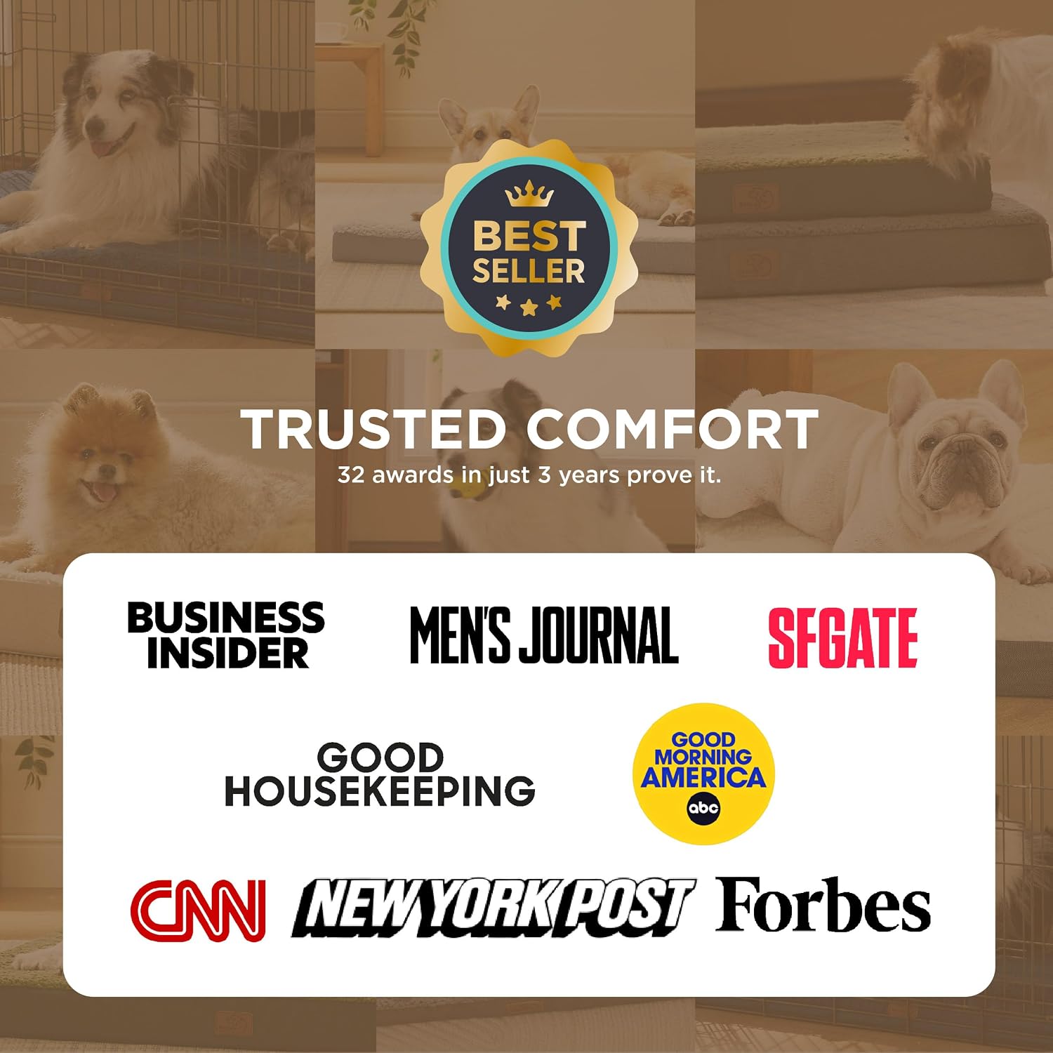 Bedsure Washable Dog Beds Large Sized Dog with Comfy Sherpa, 36x27in Grey