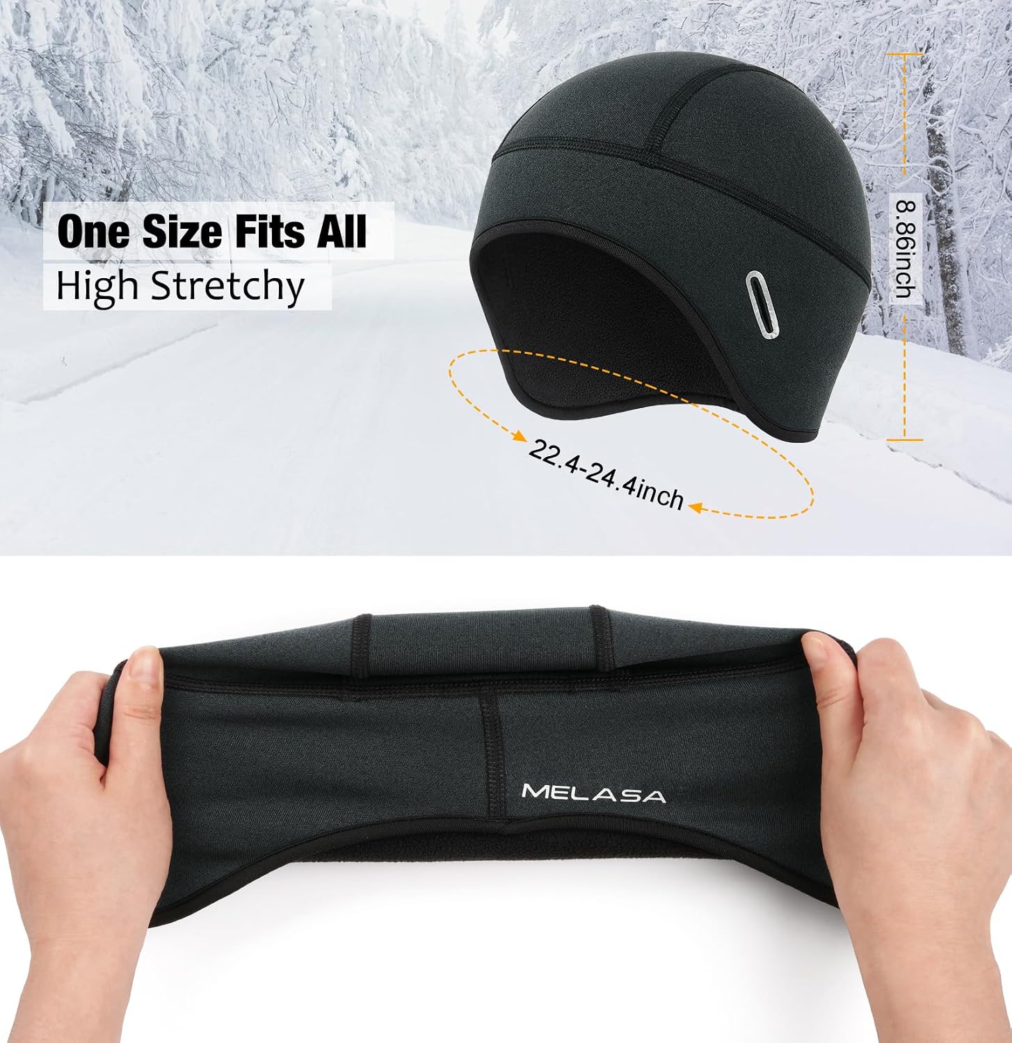 MELASA 2 Pack Winter Helmet Liner Skull Cap with Glasses Slots