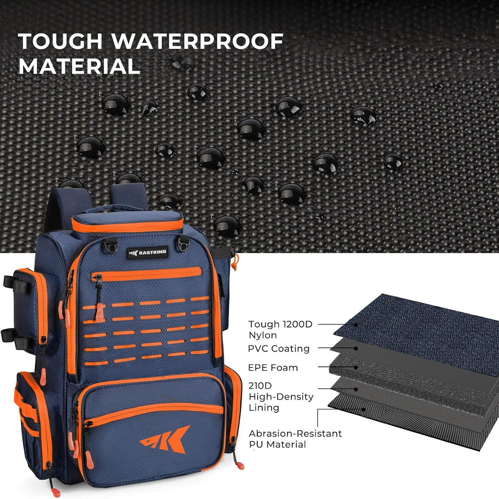 KastKing Bait Boss Fishing Backpack with Rod Holders, 4 Tackle Boxes