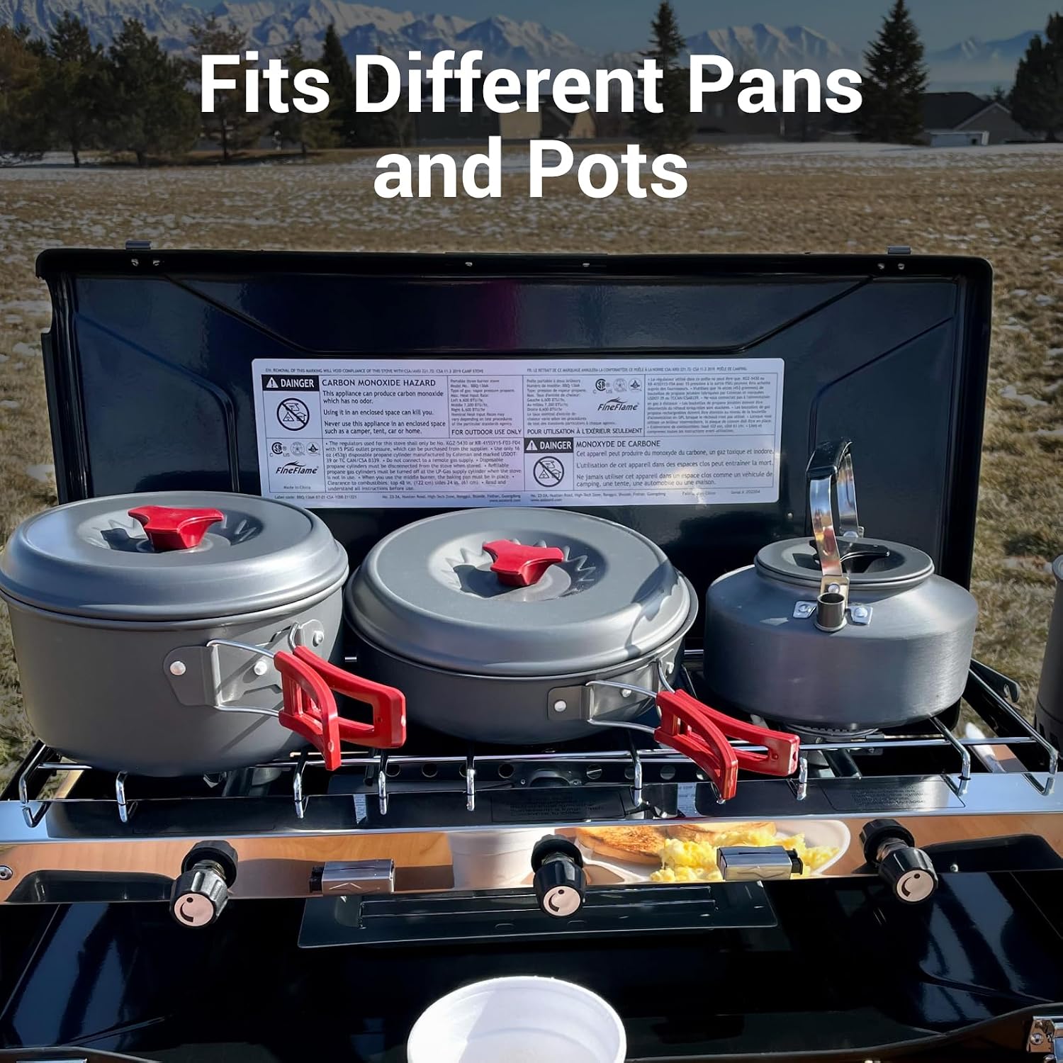 FineFlame Camping Stove, Propane Portable Camp Stove, 20400BTU-3Burners