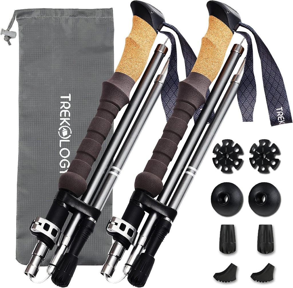 Trekology Trek-Z Cork Grip Collapsible Lightweight Hiking Trekking Poles