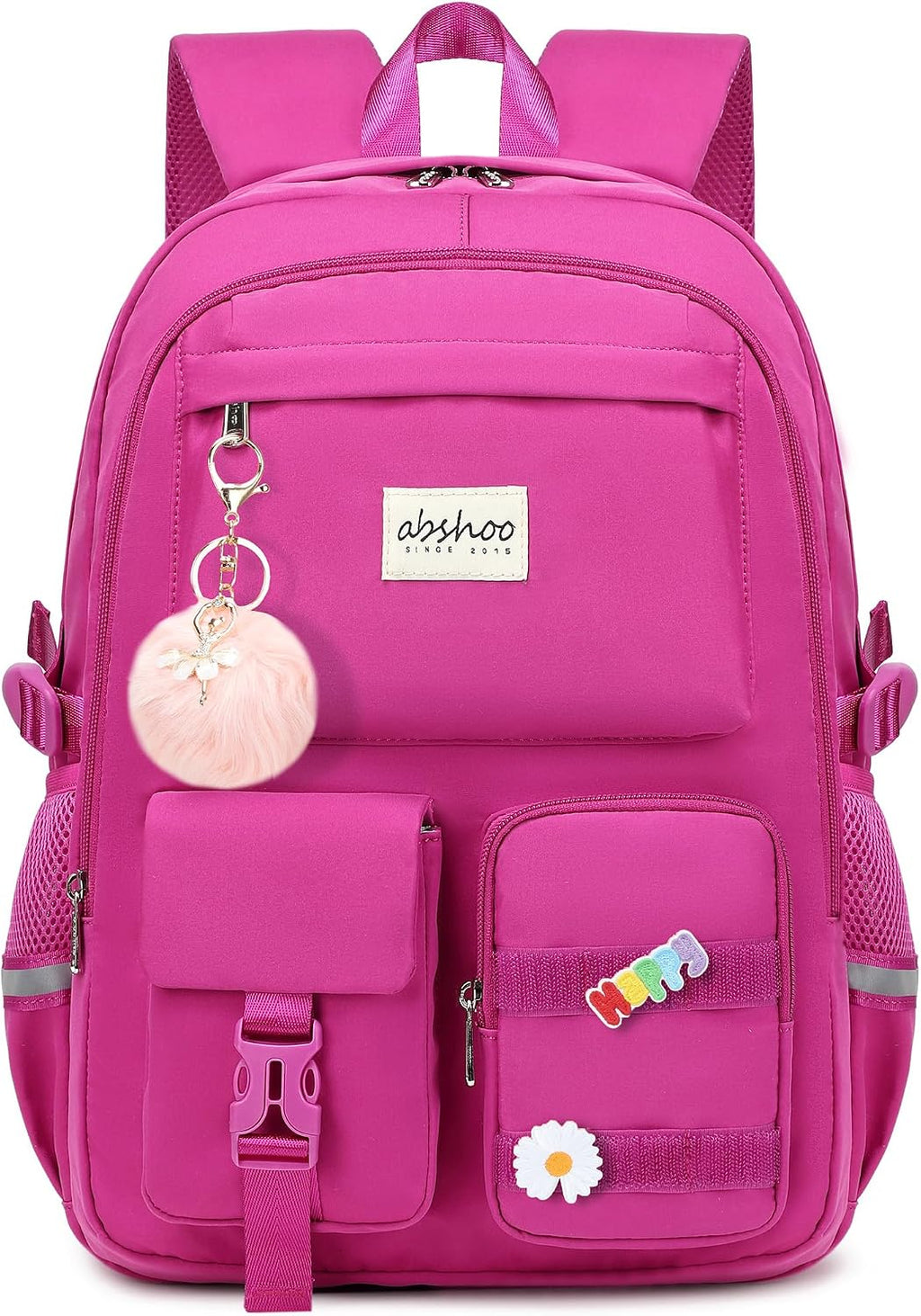 abshoo Big Student Laptop Backpack For College Women Middle High School Teen Girls Bookbag Travel Daypack (Hot Pink)