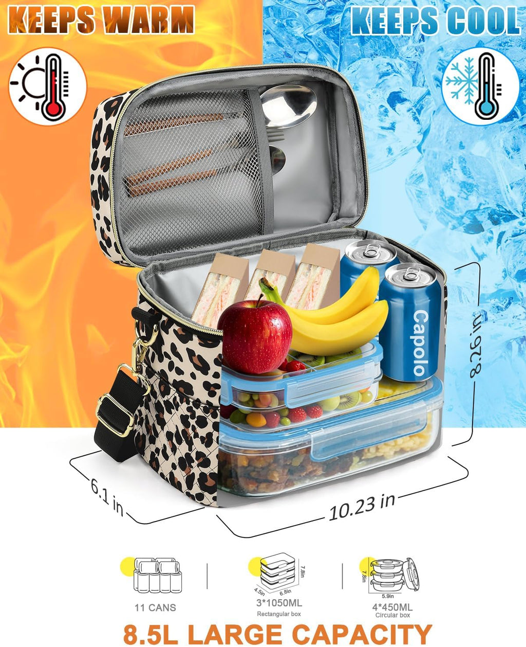 Capolo Lunch Bag for Women Men Insulated Lunch Tote Leakproof Lunchbox Bags