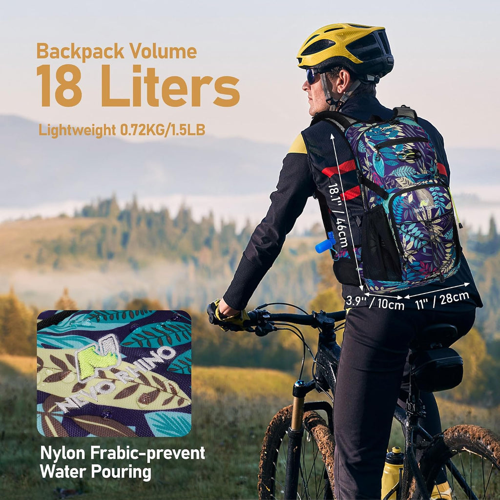 N NEVO RHINO Hydration Backpack, 18L Hiking Backpack with 3L Water Bladder