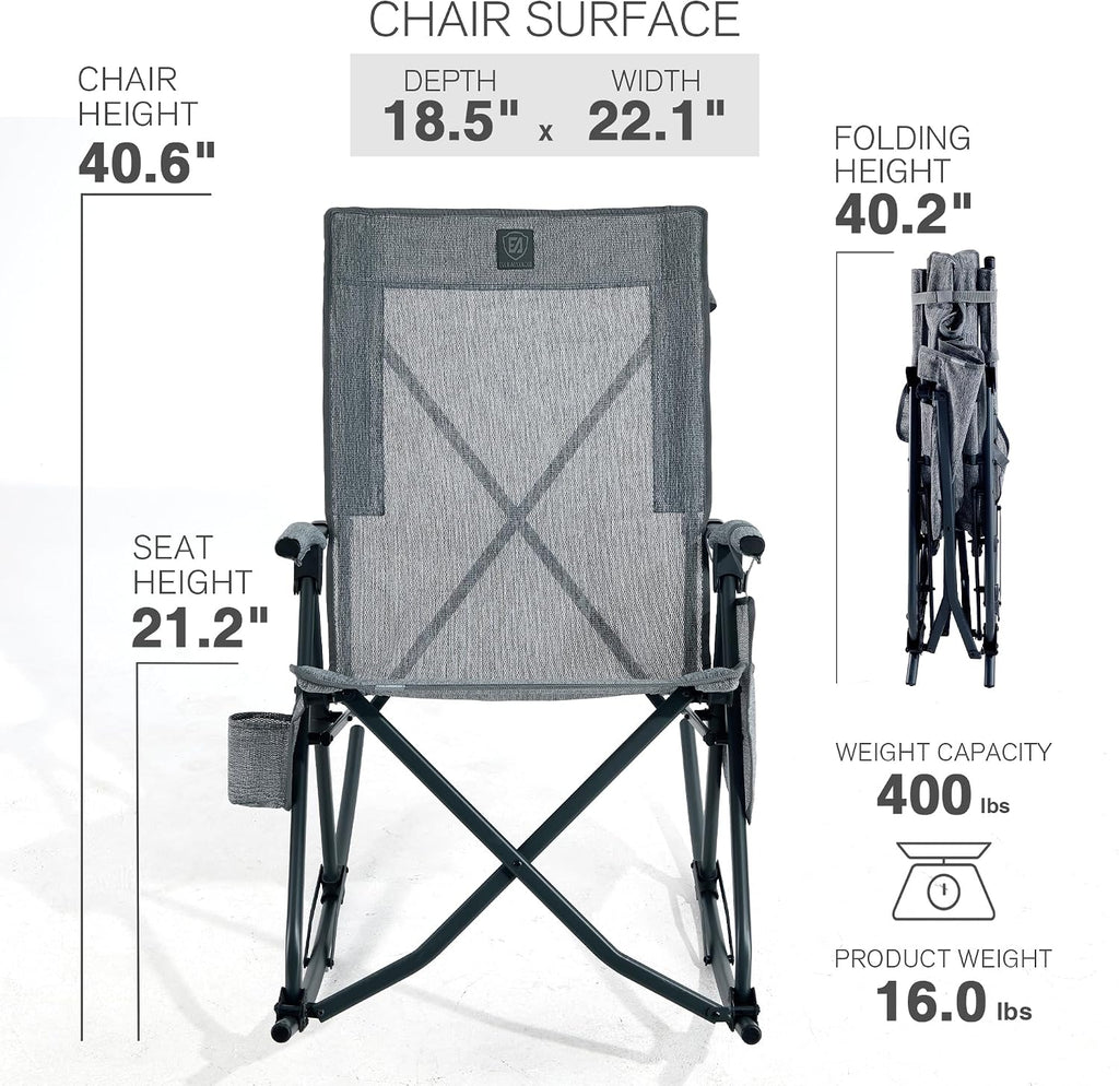 EVER ADVANCED Compact Rocking Camping Chair, Portable Outdoor Chair