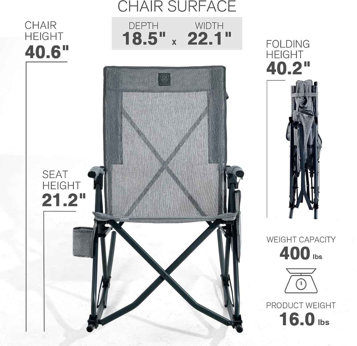 EVER ADVANCED Compact Rocking Camping Chair, Portable Outdoor Chair