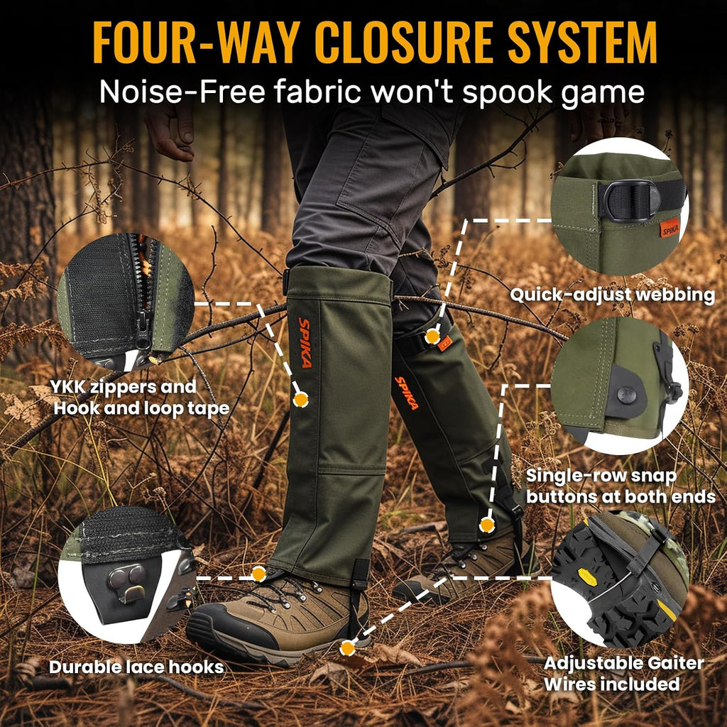 SPIKA Strike Snake Gaiters, Waterproof Hunting Gaiter for Men and Women, Adjustable and Snake Resistent Leg Protective for Outdoors Hiking