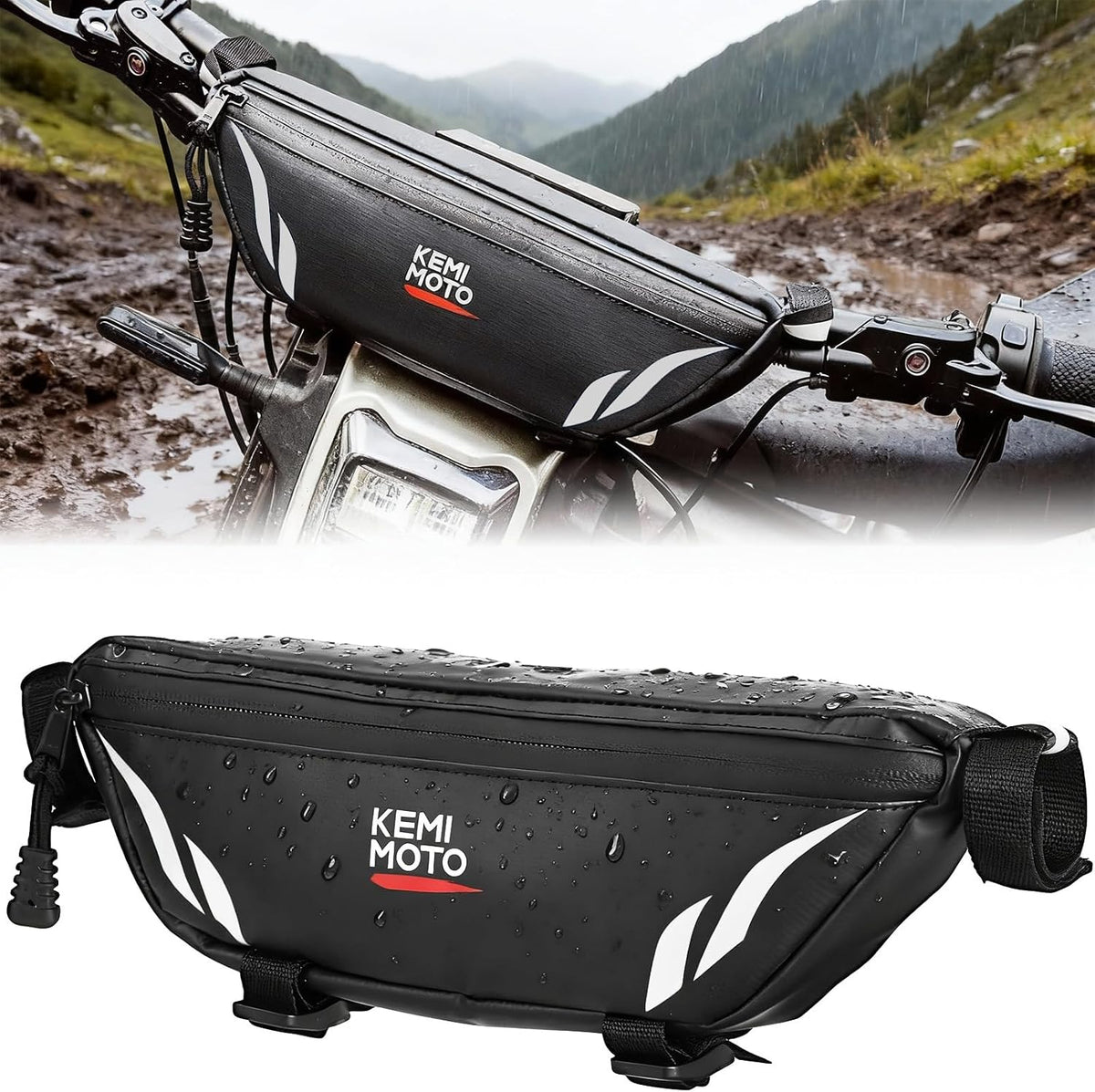 KEMIMOTO Dirt Bike Handlebar Bag Waterproof 1.5L