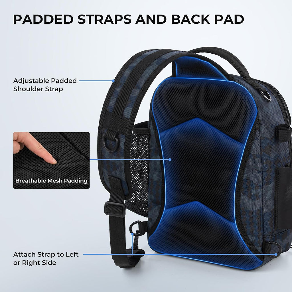 KastKing BaitSpace Fishing Sling Bag, Fishing Backpack with Rod Holder