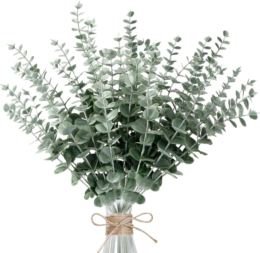 Sggvecsy 36pcs Eucalyptus Stems Decor Artificial Eucalyptus Leaves Faux Eucalyptus Stems Real Touch Fake Greenery Branches for Wedding Flower Bouquet Centerpiece Home Office Decoration