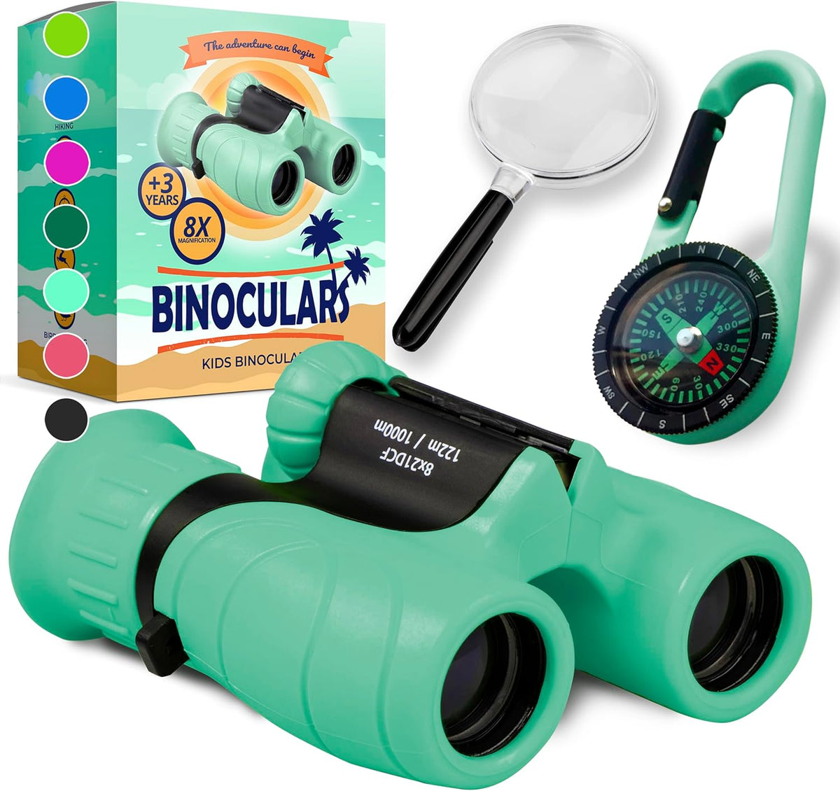Binoculars for Kids – Perfect Toy for Little Boys and Girls – Extensive Set Incl. Magnifying Glass & Compass – Powerful Magnification 8X21 – 3 to 12 Year Old Kids for Toddler