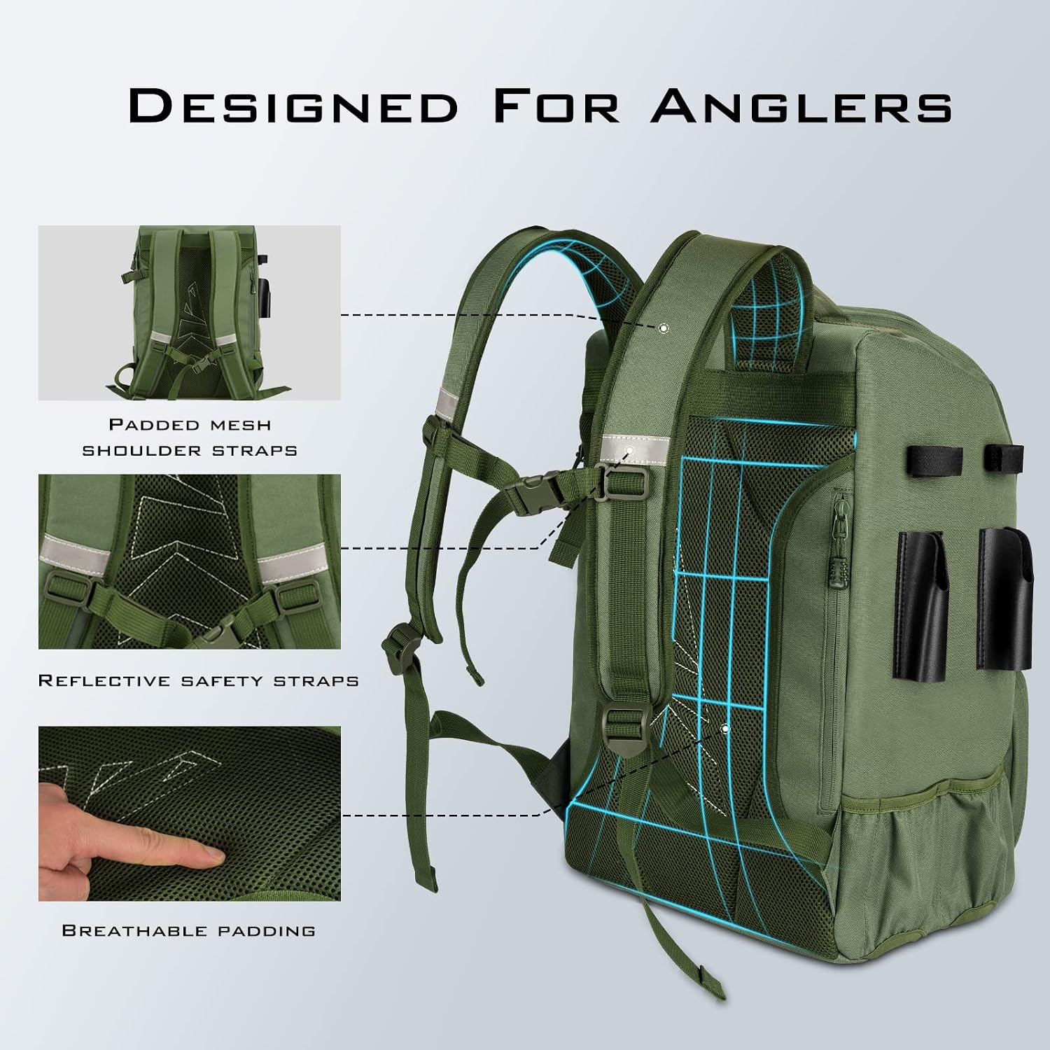 KastKing KarryAll Fishing Backpack with Rod Holder 4 Tackle Boxes, 40/26L