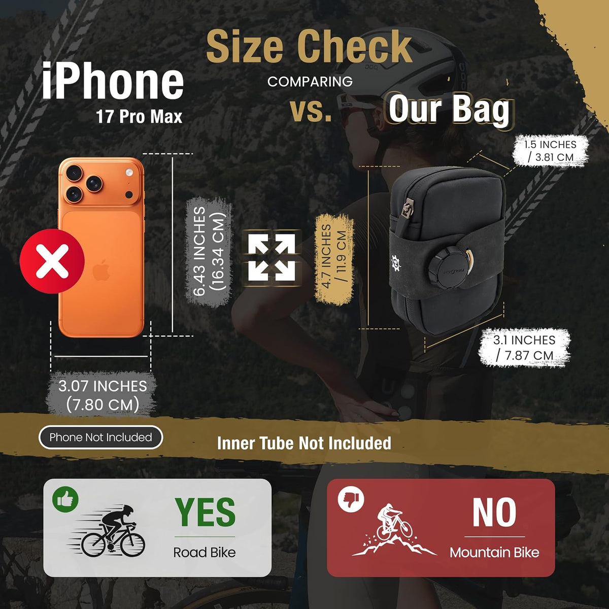 Lumiere & Co. Falcon Magnetic Small Saddle Bag (Black, Extra Small)