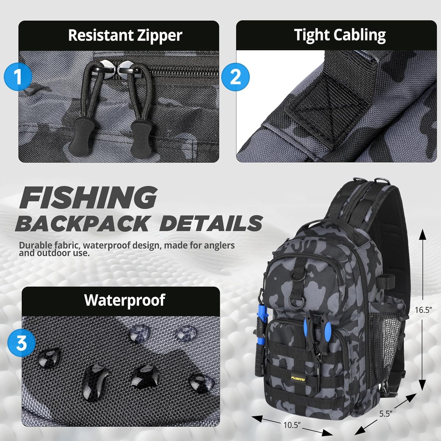 PLUSINNO Fishing Backpack with Rod & Reel Combos, Fishing Gear Kit