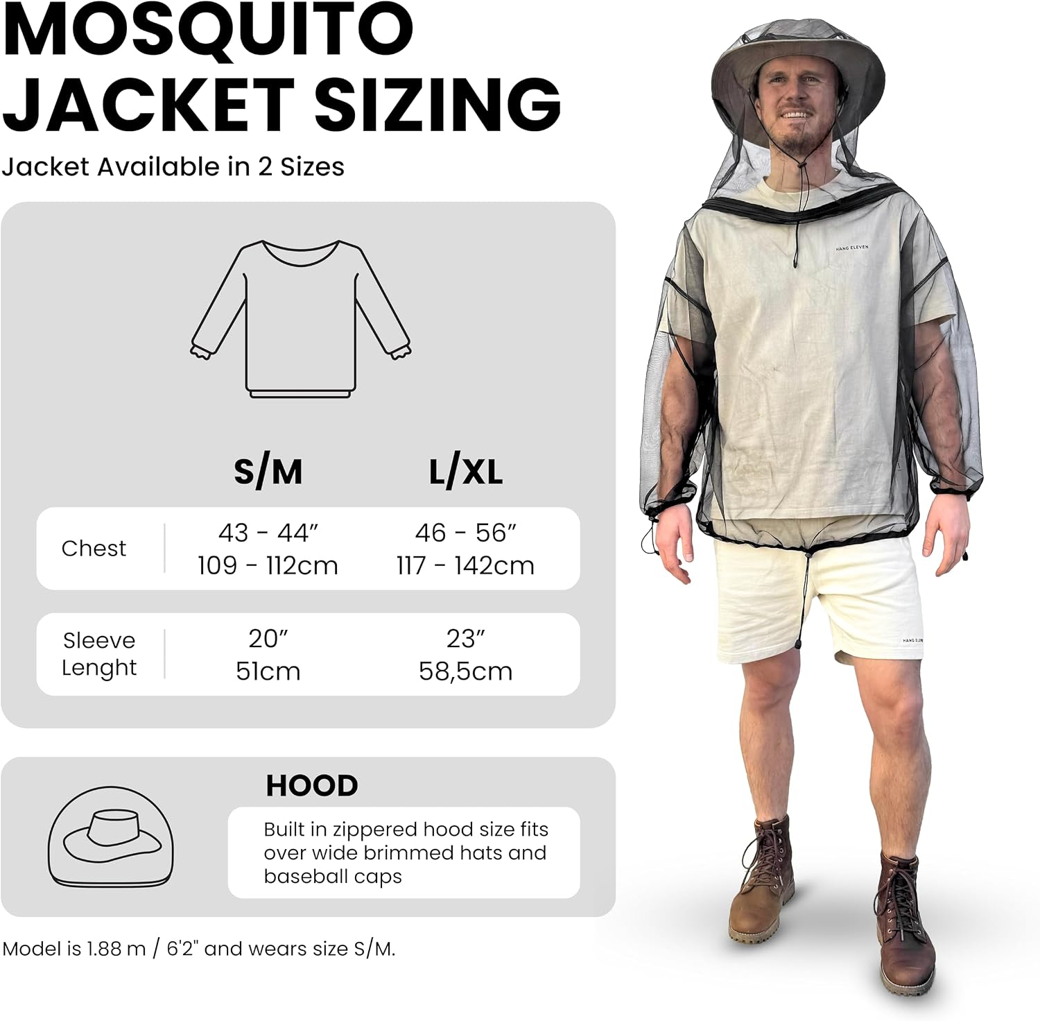 Universal Backpackers Mosquito Net Jacket for Mosquitoes & Bug Protection - Outdoor Insect Netting Resistent Clothes