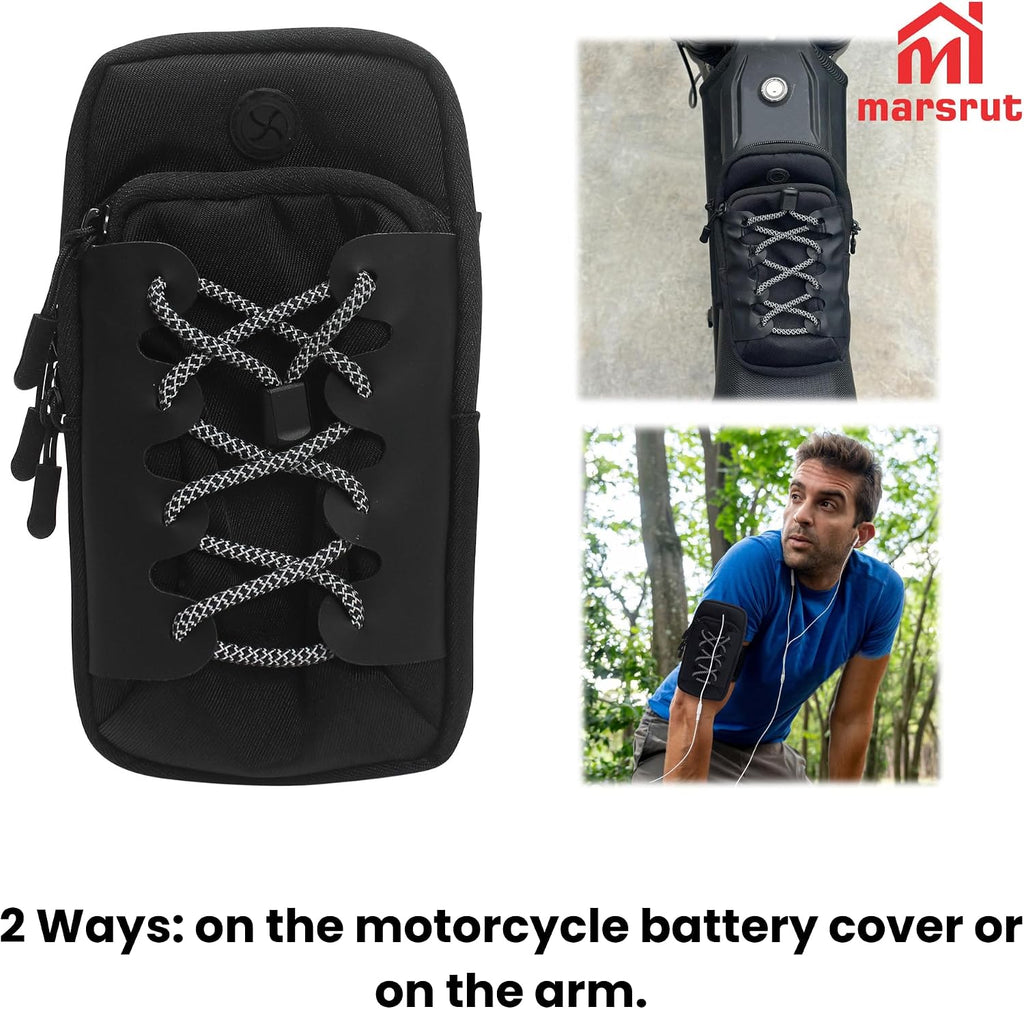 Marsrut Phone Bag for Ebike, Pouch Fits for Surron Light Bee/Talaria/X160/X260/E Ride Pro/Surron Ultra Bee EDirt Bike, Motorcycle Front Battery Frame Cover Storage Bag for Electric Dirt Bikes (Black)