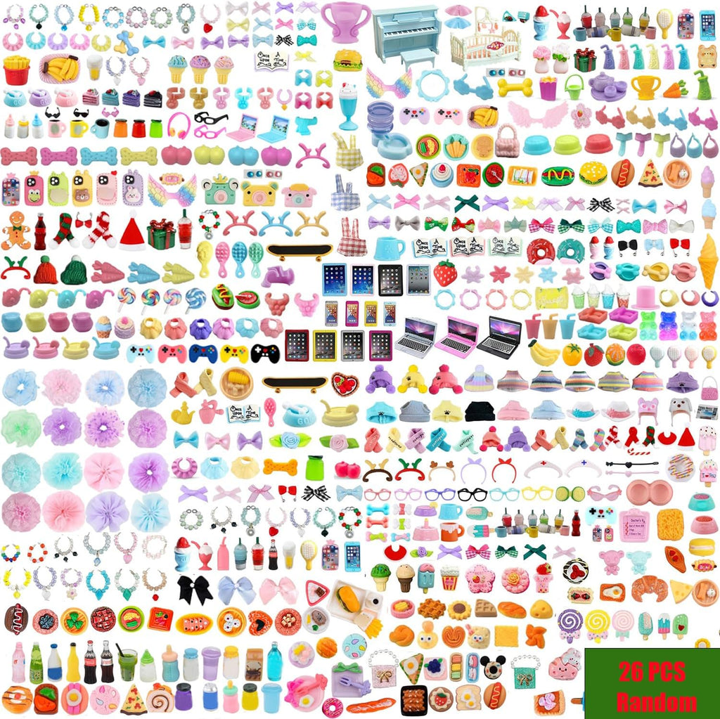 36pcs Random Cute Accessories for Dogs and Cats,Necklace Collar Clothes Glasses Hat Laptop Bow Food and Drink Fit for Shorthair Cat Collie Dachshund Cocker Spaniel Great Dane Deer Pet Figure