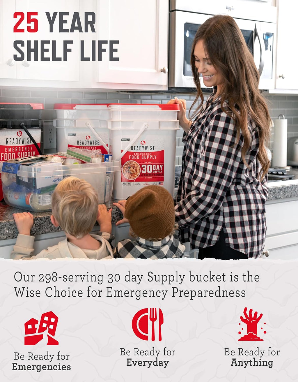 READYWISE Emergency Survival Food Supply Protein Bucket, 296 Servings