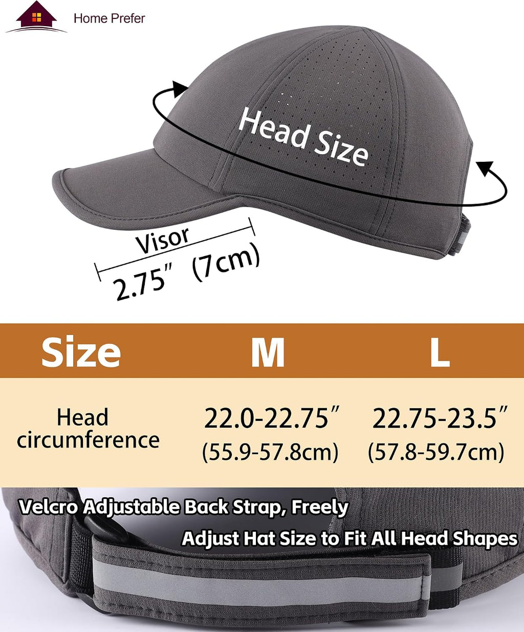 Home Prefer UPF50 Sun Hat for Men Women Reflective Water Repellent Quick Dry Baseball Cap Golf Running Outdoor Sport Hat