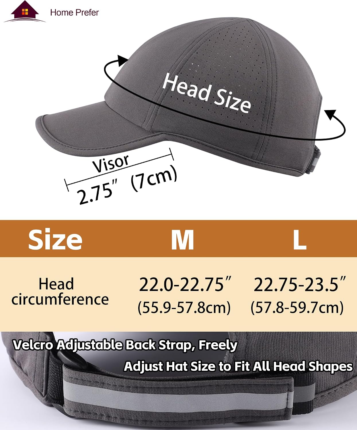 Home Prefer UPF50 Sun Hat for Men Women Reflective Water Repellent Quick Dry Baseball Cap Golf Running Outdoor Sport Hat