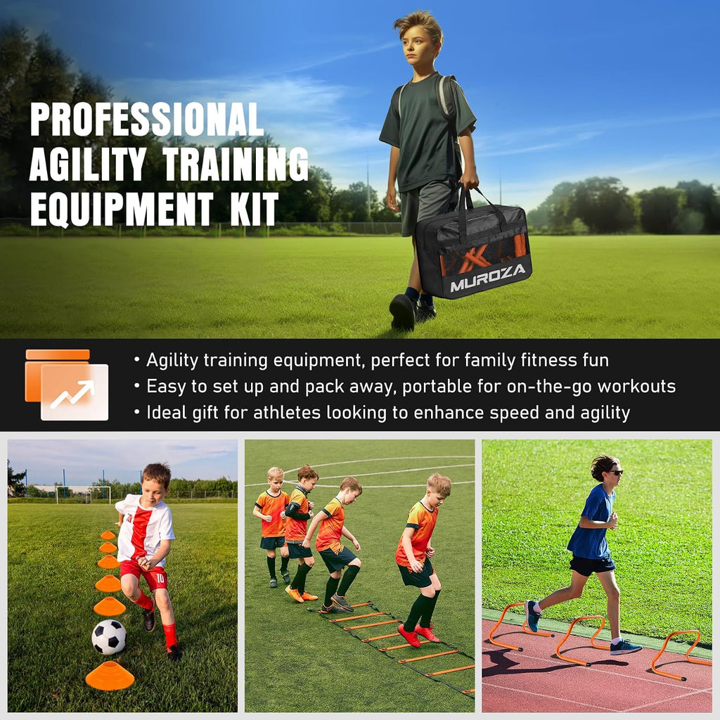 Agility Ladder, Agility Speed Training Equipment Set, 20ft Speed Ladder