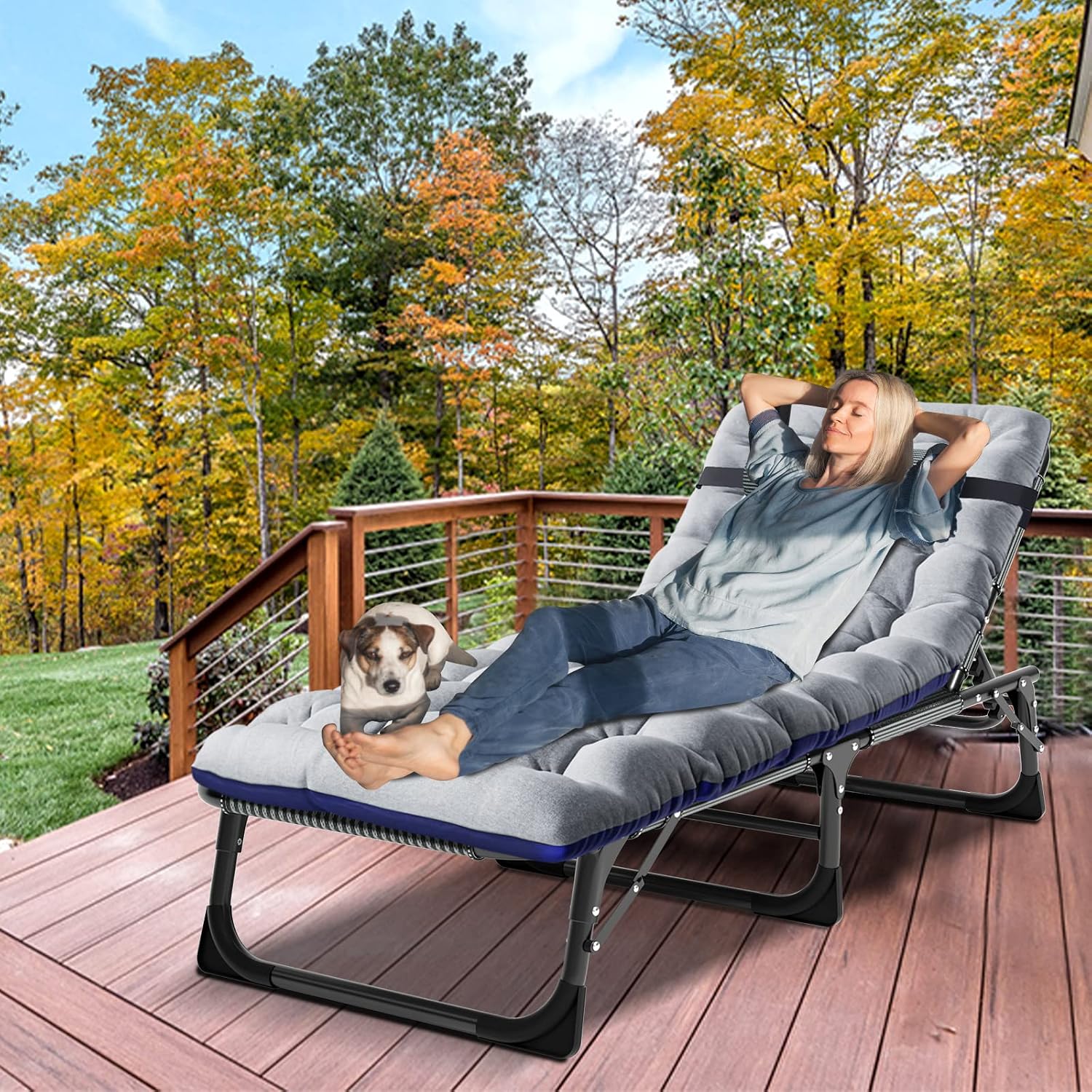 LILYPELLE Portable Folding Camping Cot with Mattress and Pillow for Adults