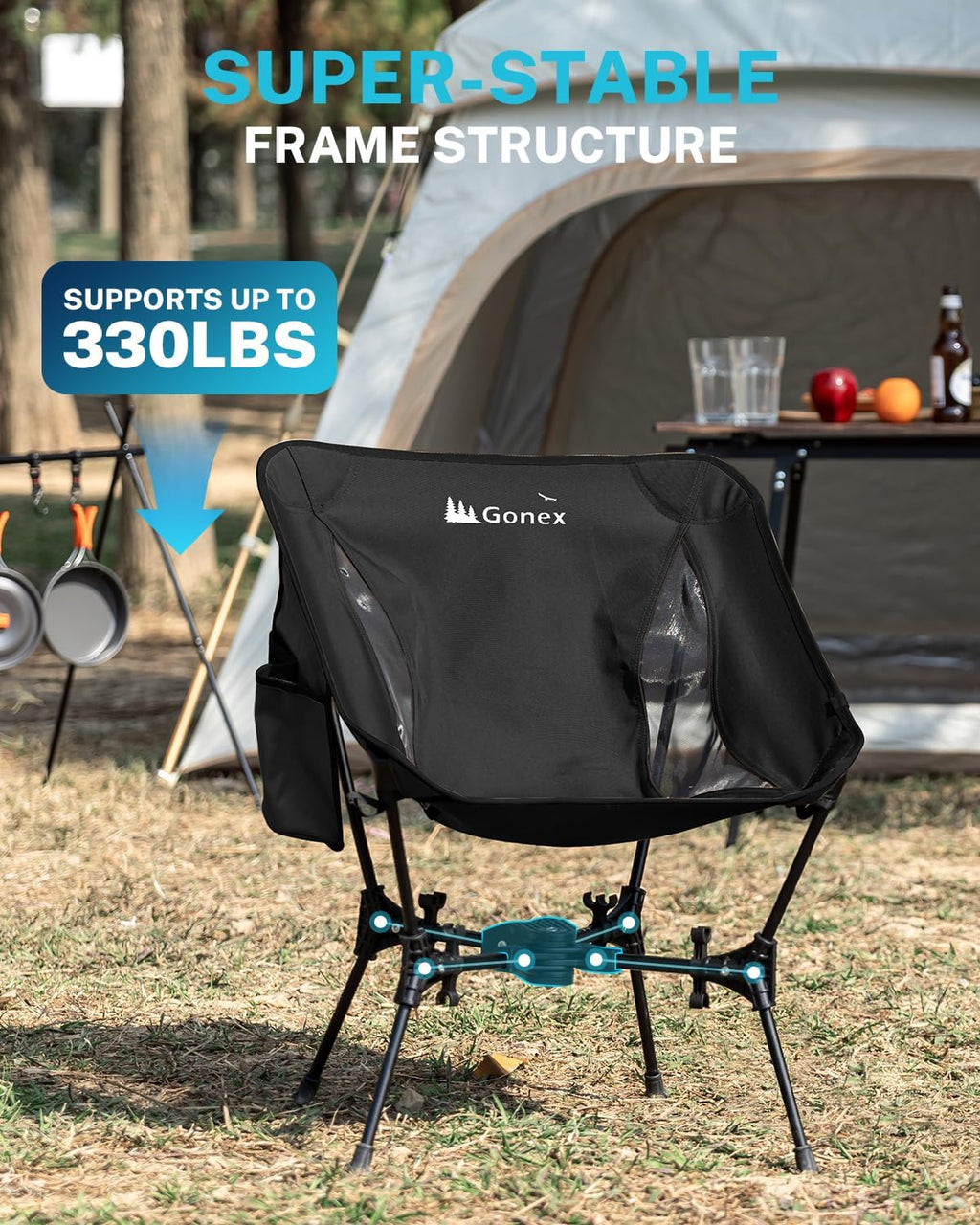 Gonex Portable Camping Chair, Compact Collapsible Backpacking Camp Chair