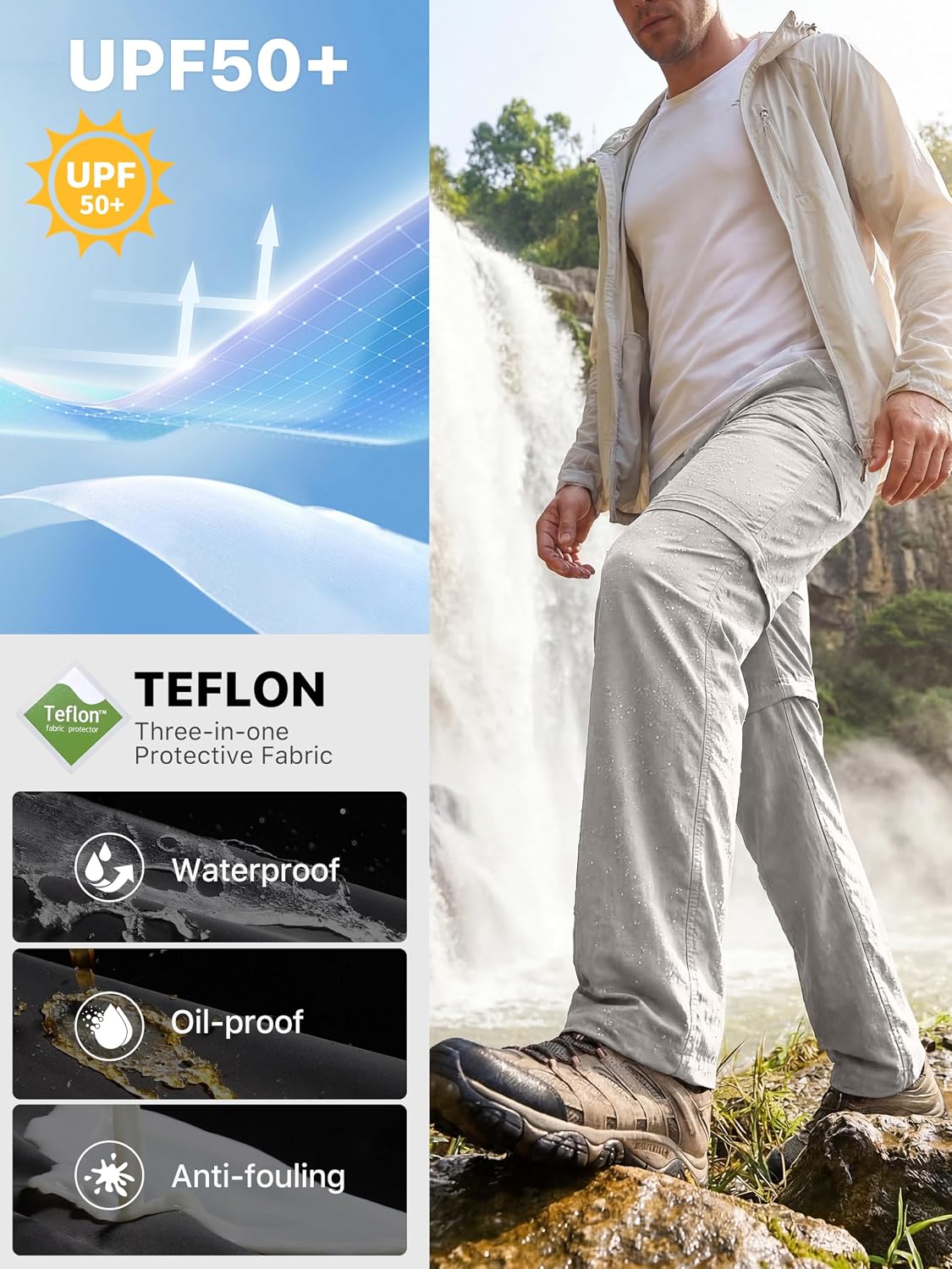 FREE SOLDIER Men's Convertible Hiking Pants Outdoor Lightweight