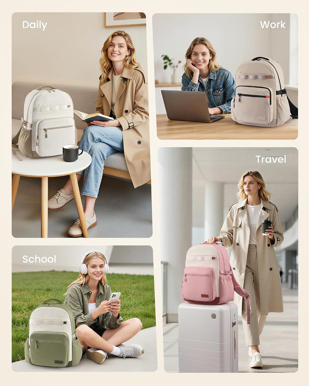LOVEVOOK Laptop Backpack for Women Work Teacher with Tumbler Holder