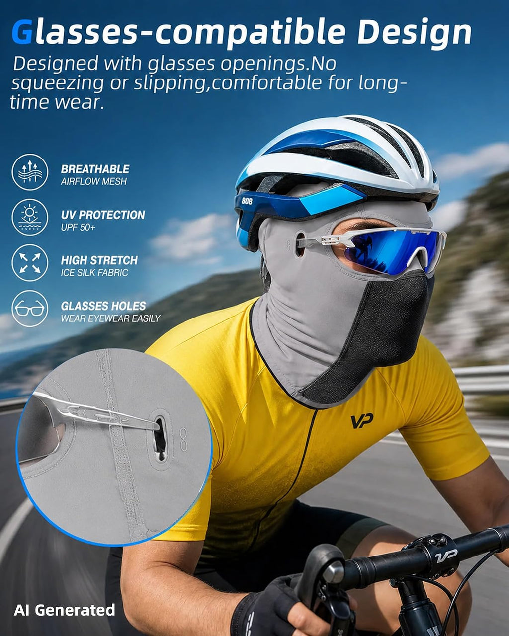 3 Pieces Unisex Ice Silk Mesh Balaclava Ski Mask, Full Cycling Face Cover