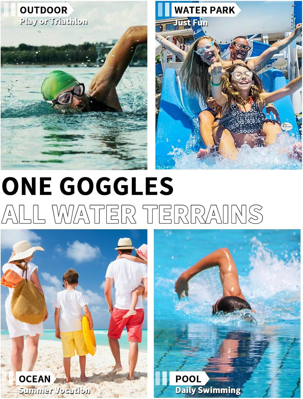 Adult Swim Goggles, Liquid Silicone Anti Fog Swimming Goggles for Men and Women with Anti-Fog/UV & 180° Clear View
