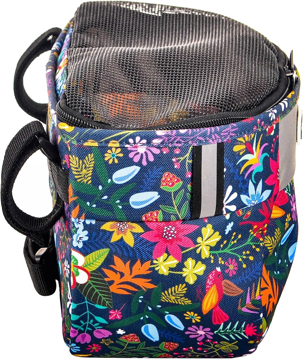 Remobia Hicol Kids Bike Basket,Durable Front Frame Bicycle & Scooter Basket Bag,Waterproof Fabric Bicycle Handlebar Bag for Boys, Girls, Toddlers with Zipper Mesh Lip(Flower)