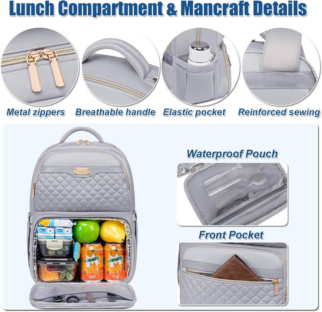 Weitars Lunch Backpack, Insulated Cooler Backpack 15.6 Inch Laptop Backpack For Women Men For Women Nurses Teacher Gifts for College Work Beach Camping Picnics Travel