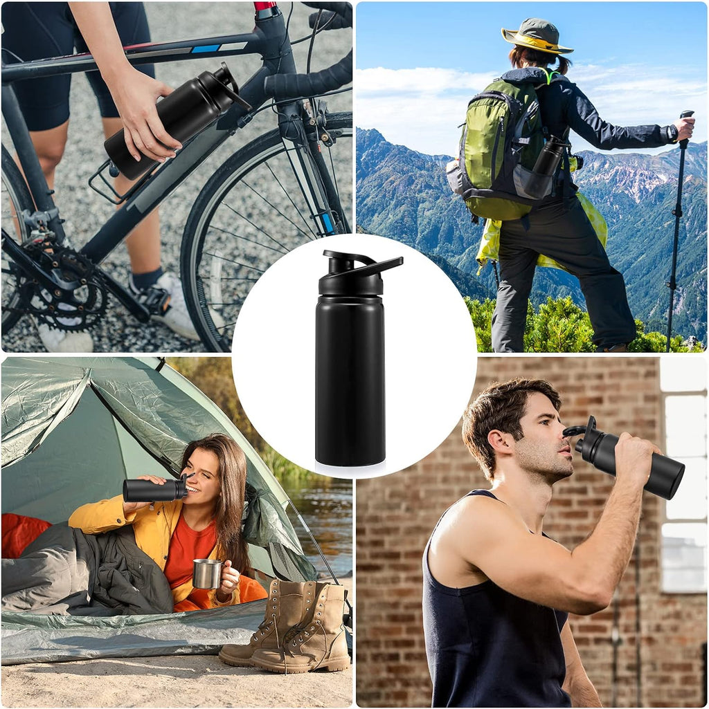 Foaincore 24 Pack Aluminum Water Bottles Bulk,17 oz Reusable Metal Lightweight Water Bottle with Leakproof Flip Lid & Carry Handle,Bulk Sports Bottles for Gym,Cycling,Hiking,Travel