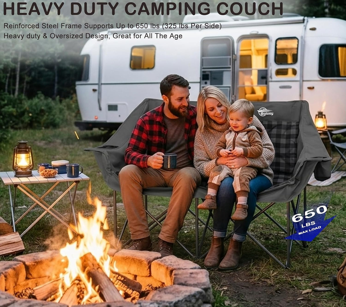 Bolosy Double Camping Chair Oversized Camping Loveseat