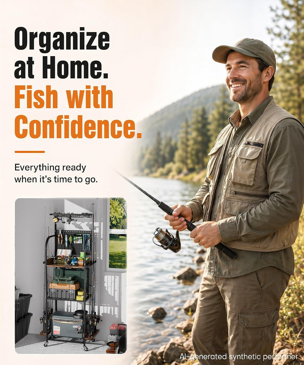 Homde Fishing Rod Holders for Garage: Large Capacity up to 12 Rods