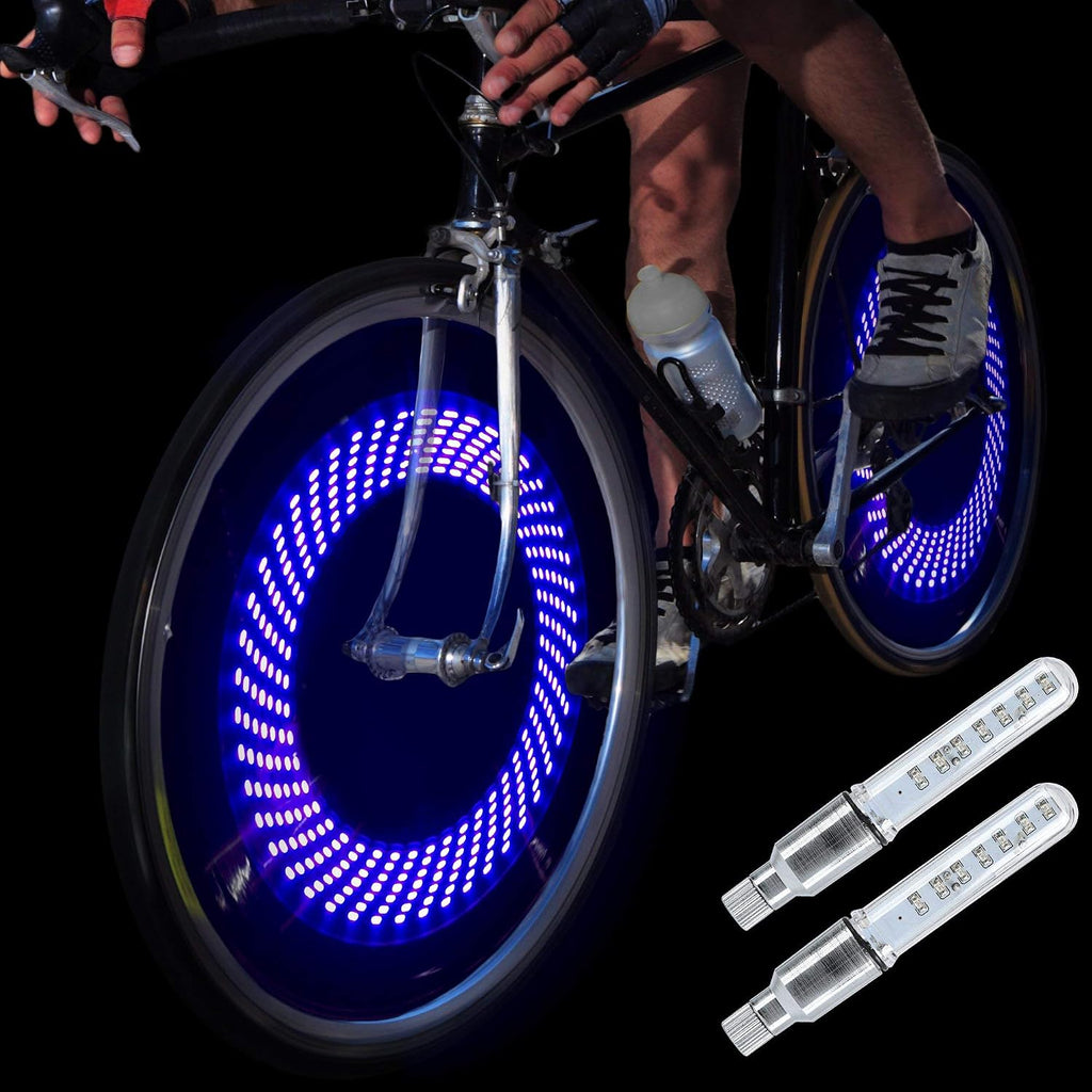 DAWAY A08 Bike Tire Valve Stem Light - LED Waterproof Bicycle Wheel Lights Neon Flashing Lamp Glow in the Dark Cool Safe Accessories, 1 Pack/ 2 Pack